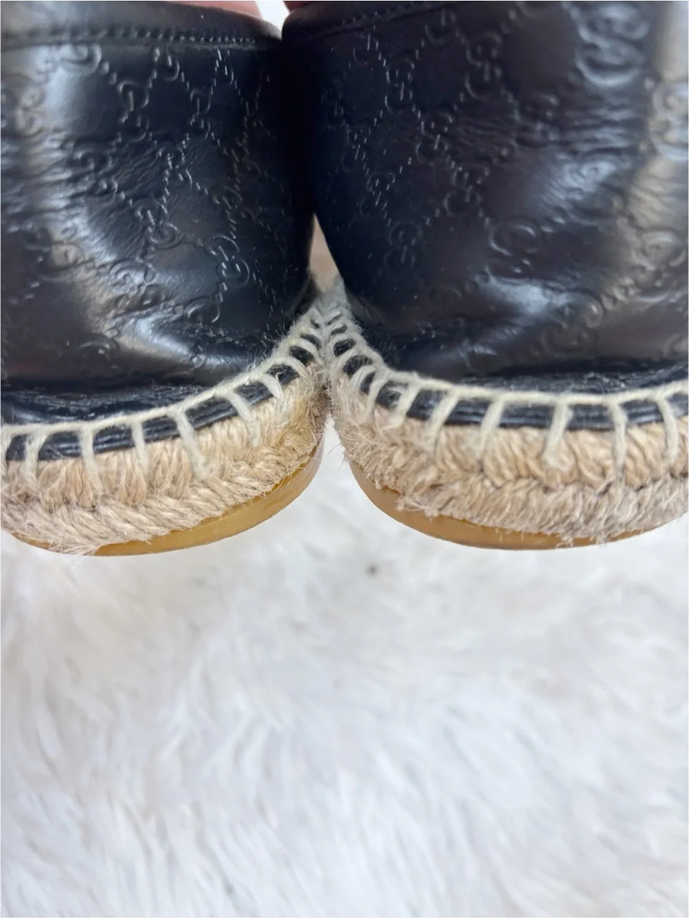 Gucci Black Embossed Leather slip on Espadrille Flats size 39 women - Picture 6 of 14